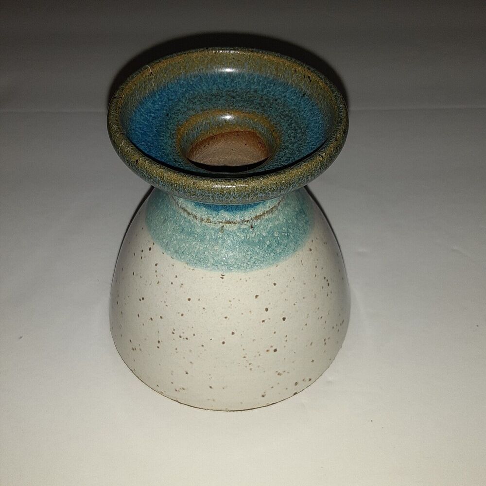 CCC Pottery Stoneware Mini Vase Artist Signed Sea Blues 4"